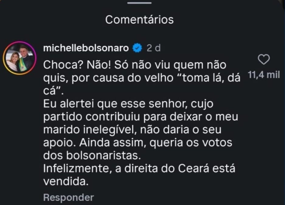 WhatsApp-Image-2026-07-22-at-13.47.58 Michelle diz que Ciro quer os votos dos bolsonaristas, mas sabia que não apoiaria Flávio